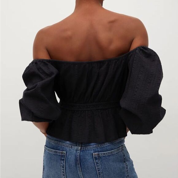 New Mango Gathered Cotton Top Blouse - Picture 5 of 8